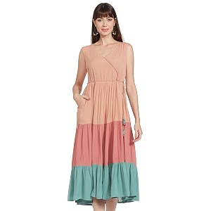 Max Womens Printed Round Neck Ethnic Dress