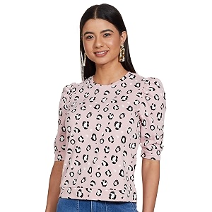 Max Womens Printed Round Neck Sweatshirt with