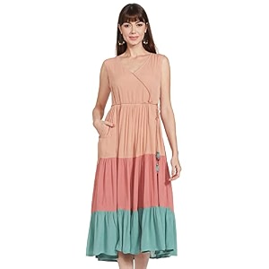 Max Womens Printed Round Neck Ethnic Dress