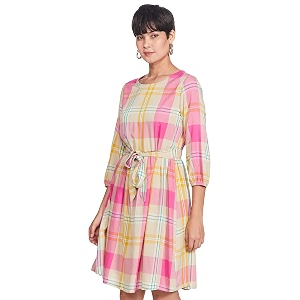 Max Womens Printed Short Sleeves Midi Dress