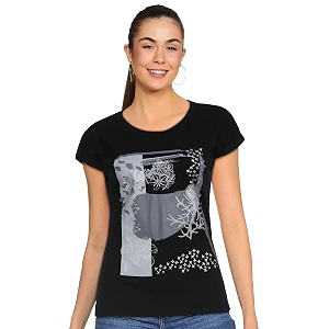 Max Womens Printed Short Sleeves T-Shirt
