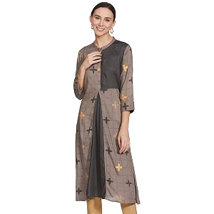 Max Womens Rayon Printed Three-Quarter Sleeves A-Line