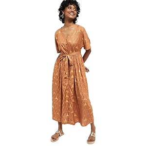 Max Womens Rayon Printed Short Sleeves Midi