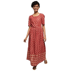 Max Womens Rayon Printed Round Neck Ethnic
