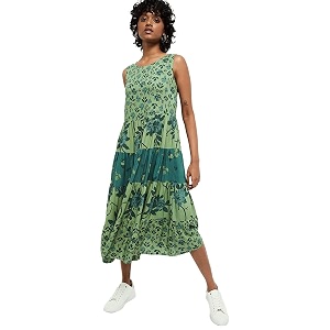 Max Womens Rayon Printed Midi Dress Ankle
