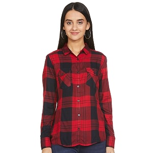Max Womens Regular Fit Checked Yarn Dyed