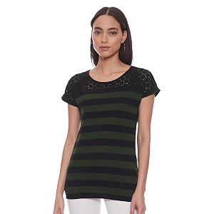Max Womens Striped Extended Sleeves Regular Fit