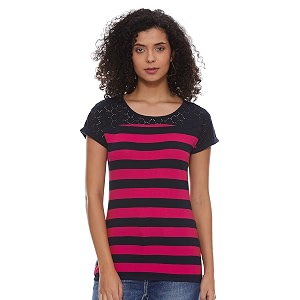 Max Womens Striped Extended Sleeves Regular Fit