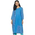 Max Women39s Striped Three-Quarter Sleeves Rayon A-Line