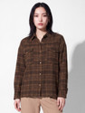 MAX Women Checkered Casual Brown Shirt