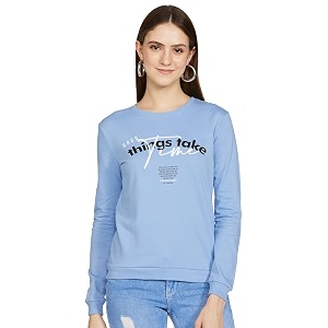 Max Women Cotton Printed Round Neck Sweatshirt