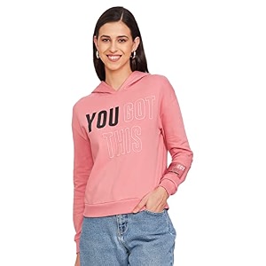 Max Women Cotton Typographic Printed Hooded Sports