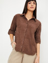 MAX Women Embroidered Casual Brown Shirt