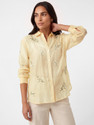 MAX Women Embroidered Casual Yellow Shirt