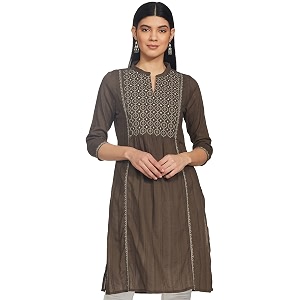 Max Women Embroidered Straight Rayon Women Embroidered