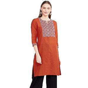 Max Women Embroidered Three-Quarter Sleeves Kurta