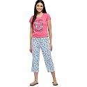 Max Women Nylon Printed Round Neck Capris