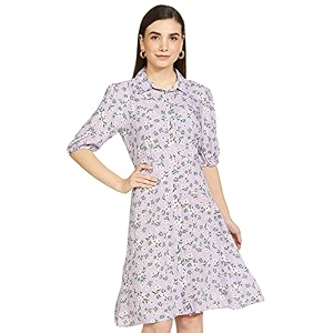 Max Women Printed Spread Collar Shirt Calf