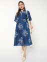 MAX Women Shirt Blue Below Knee Dress