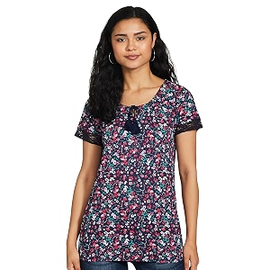 Max Women Women Striped Round Neck T-Shirt