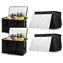 Maxcheck 4 Pcs XXXL Insulated Food Delivery Bags with Removable Hard Bottom Foldable Catering Cooler Bags Grocery Tote Bag for Cold/Hot Food Commercial Pizza Delivery Bag for Shopping Travel Car