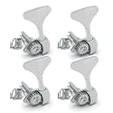 MAXCHEER Open Bass Guitar Tuners Peg Fish Tail Tuning Keys Bass Machine Head (4L) Ratio 1:20 for Electric Bass Electric Jazz Guitar Bass