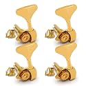 MAXCHEER Open Bass Guitar Tuners Peg Fish Tail Tuning Keys Bass Machine Head (4L) Ratio 1:20 for Electric Bass Electric Jazz Guitar Bass