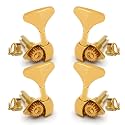 MAXCHEER Open Bass Guitar Tuners Peg Fish Tail Tuning Keys Bass Machine Head (2L2R) Ratio 1:20 for Electric Bass Electric Jazz Guitar Bass