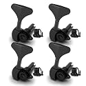 MAXCHEER Open Bass Guitar Tuners Peg Fish Tail Tuning Keys Bass Machine Head (4R) Ratio 1:20 for Electric Bass Electric Jazz Guitar Bass,BLACK