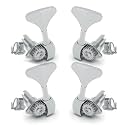 MAXCHEER Open Bass Guitar Tuners Peg Fish Tail Tuning Keys Bass Machine Head (2L2R) Ratio 1:20 for Electric Bass Electric Jazz Guitar Bass,Chrome