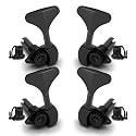 MAXCHEER Open Bass Guitar Tuners Peg Fish Tail Tuning Keys Bass Machine Head (2L2R) Ratio 1:20 for Electric Bass Electric Jazz Guitar Bass,BLACK