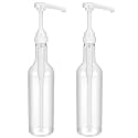 Maxdot 2 Pcs 25 oz Plastic Syrup Bottles with Pump Syrup Dispenser, White