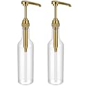 Maxdot 2 Pcs 25 oz Plastic Syrup Bottles with Pump Syrup Dispenser, Gold