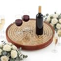 Maxdot Wine Cork Holder Wooden Lazy Susan with Glass Cover Holds 130