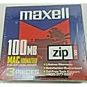Maxell Zip Disk, 100MB, Mac Formatted, (3-Pack)