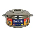 MAXFRESH Stainless Steel Hotpot Royal RHP2500 Insulated Hot Box for Roti, Rice, Curry, Premium Food Warmer Casserole, Double Wall Design, Silver Finish, Ideal for Dining &amp; Kitchen