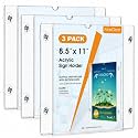 MaxGear Acrylic Sign Holder 8.5 x 11 with Suction Cup and Screws, 3 Pack