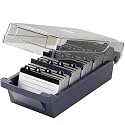 MaxGear Business Card Holder Desk, Large Plastic Business Card Box with Lid