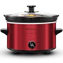 Maxi-Matic MST-275XR Electric Oval Slow Cooker, 2 Qt, Metallic Red
