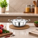 Maxima Kadhai 36 cm diameter with Lid 9.1 L capacity (Stainless Steel, Induction Bottom)