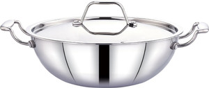 maxima kadhai with lid kadhai 30 cm diameter with lid 56 l capacity triply induction bottom