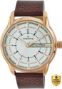 MAXIMA Attivo White Rose Gold Dial, Day-Date,Water Resistant-3ATM, Brown Leather Strap Analog Watch - For Men O-68613LMGR