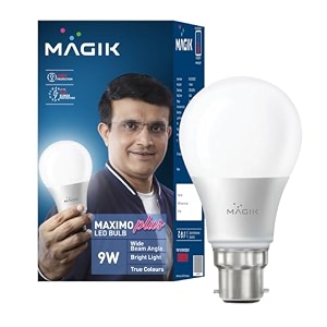 magik maximo plus 9w led bulb  cool white 6500k  b22 base  energy efficient with 4kv surge protection  long life led  pack of 1