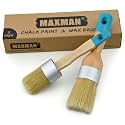 MAXMAN Chalk Paint Brush Set 2Pcs, Wax &amp; Stencil Brushes, Natural Bristles