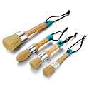 MAXMAN Chalk Paint Brush Set 4Pcs, Wax & Stencil Brushes, Natural Bristles