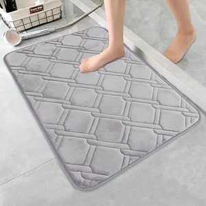 maxoshine microfiber bathroom mat anti skid-highly absorbent extra soft memory foam door mats for home kitchen living room-40x60 cm floor mat diamond-grey