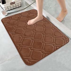maxoshine microfiber bathroom mat anti skid-highly absorbent super soft door mats for home kitchen living room-2000 gsm floor mat-40 x 60 cm diamond-brown