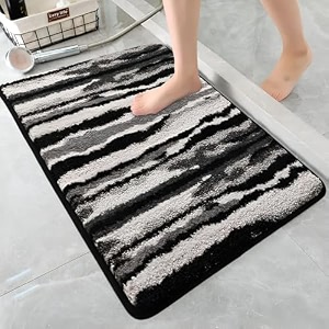 maxoshine microfiber bathroom mat anti skid-highly absorbent extra soft memory foam door mats for home kitchen living room-40x60 cm floor mat zebra print