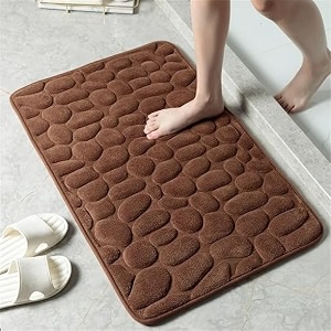 maxoshine microfiber bathroom mat anti skid-highly absorbent extra soft memory foam door mats for home kitchen living room-40x60 cm floor mat pebbles-brown