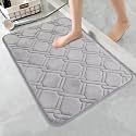 MAXOSHINE Microfiber Bathroom Mat Anti Skid-Highly Absorbent Extra Soft Memory Foam Door Mats for Home Kitchen Living Room-40x60 cm Floor Mat (Diamond-Grey)